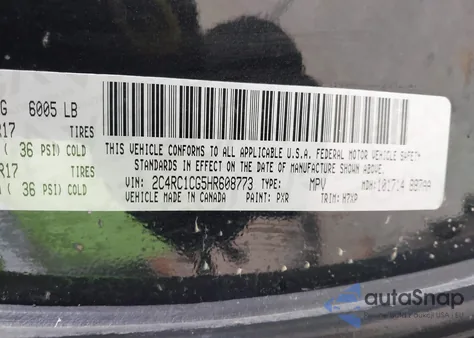 2017 Chrysler Pacifica Lx из США, поврежденный, VIN 2C4RC1CG5HR608773